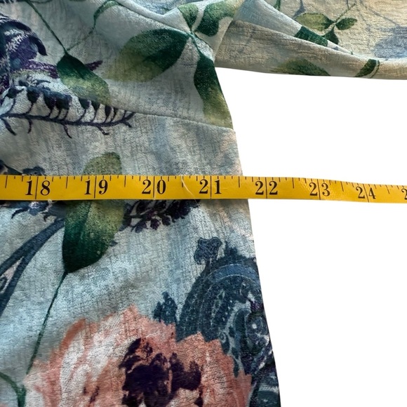 Easywear By Chicos 2 US L Semi Sheer 3/4 Sleeve Open Front Cardigan Floral Fairy - Picture 7 of 10